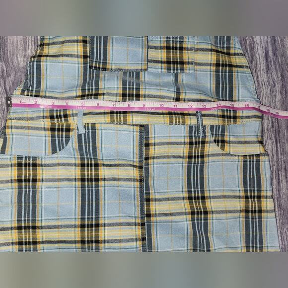 Like An Angel Plaid Overall‎ Dress Women's Extra Large Blue Yellow Casual - Picture 4 of 8